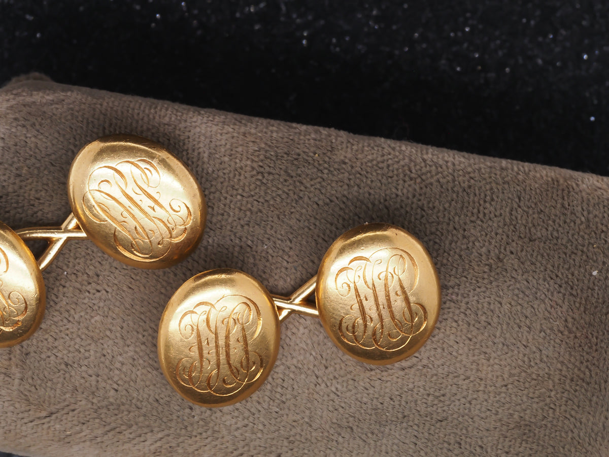 1910s 18K Yellow Gold Tiffany & Co. Monogram Cufflinks - VHK#139