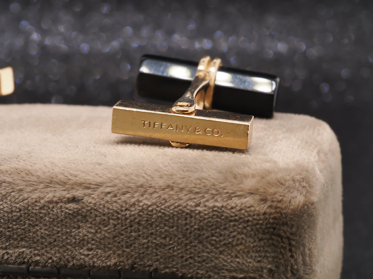 14K Yellow Gold Tiffany & Co Onyx Cufflinks
