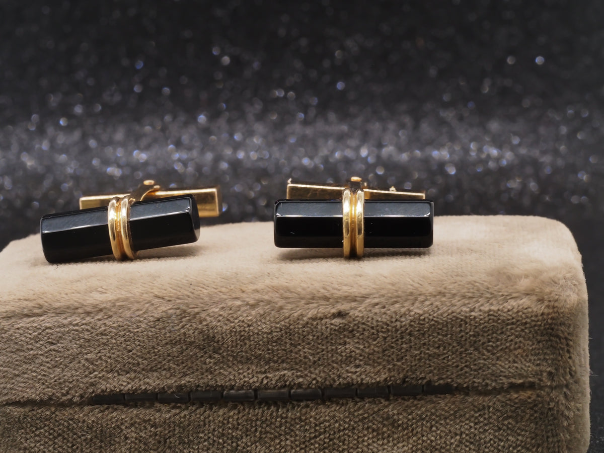 14K Yellow Gold Tiffany & Co Onyx Cufflinks