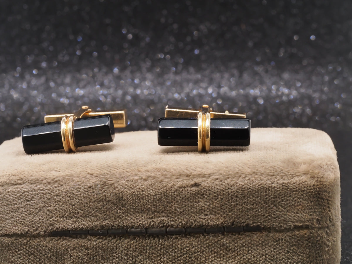 14K Yellow Gold Tiffany & Co Onyx Cufflinks
