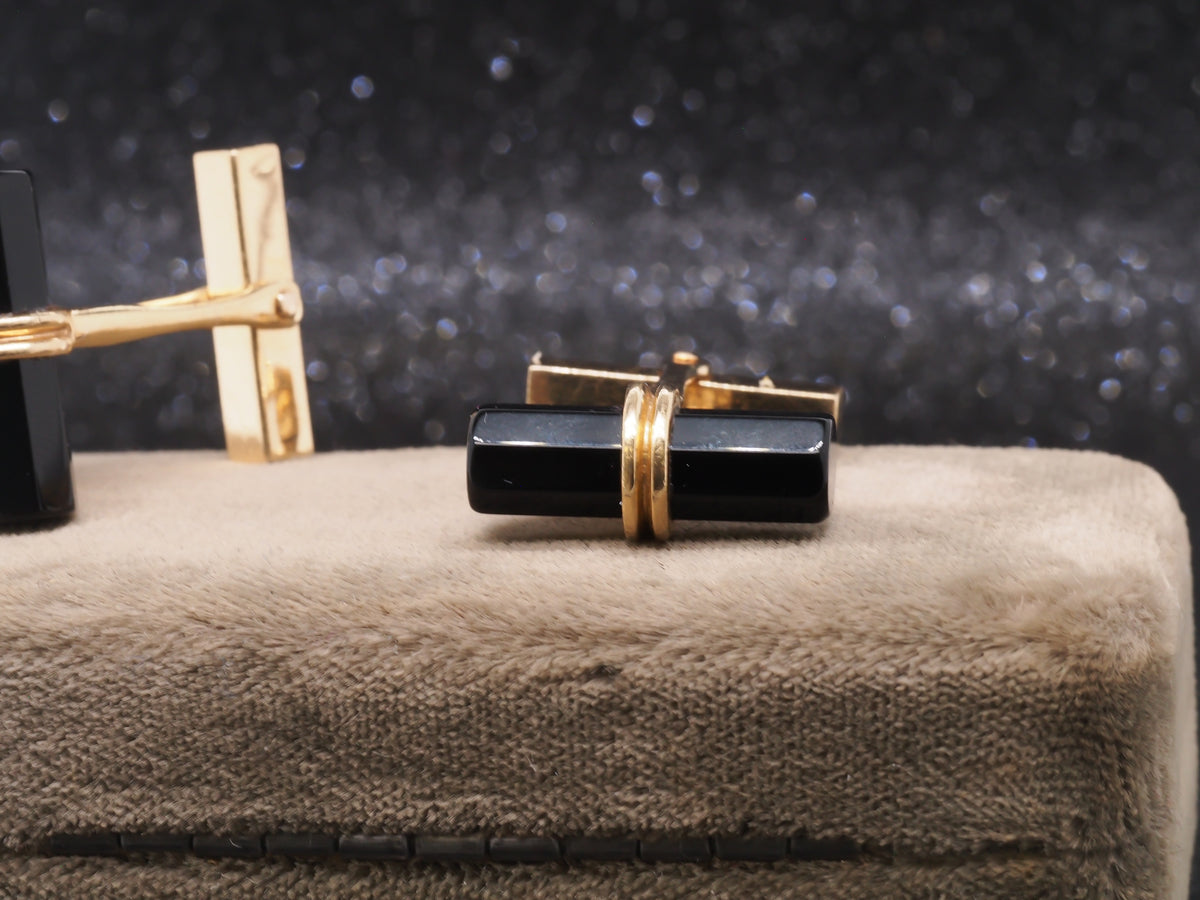 14K Yellow Gold Tiffany & Co Onyx Cufflinks