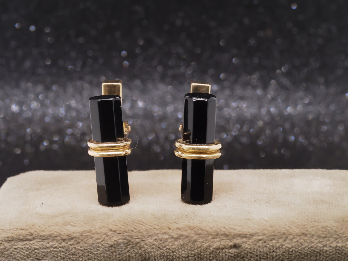 14K Yellow Gold Tiffany & Co Onyx Cufflinks