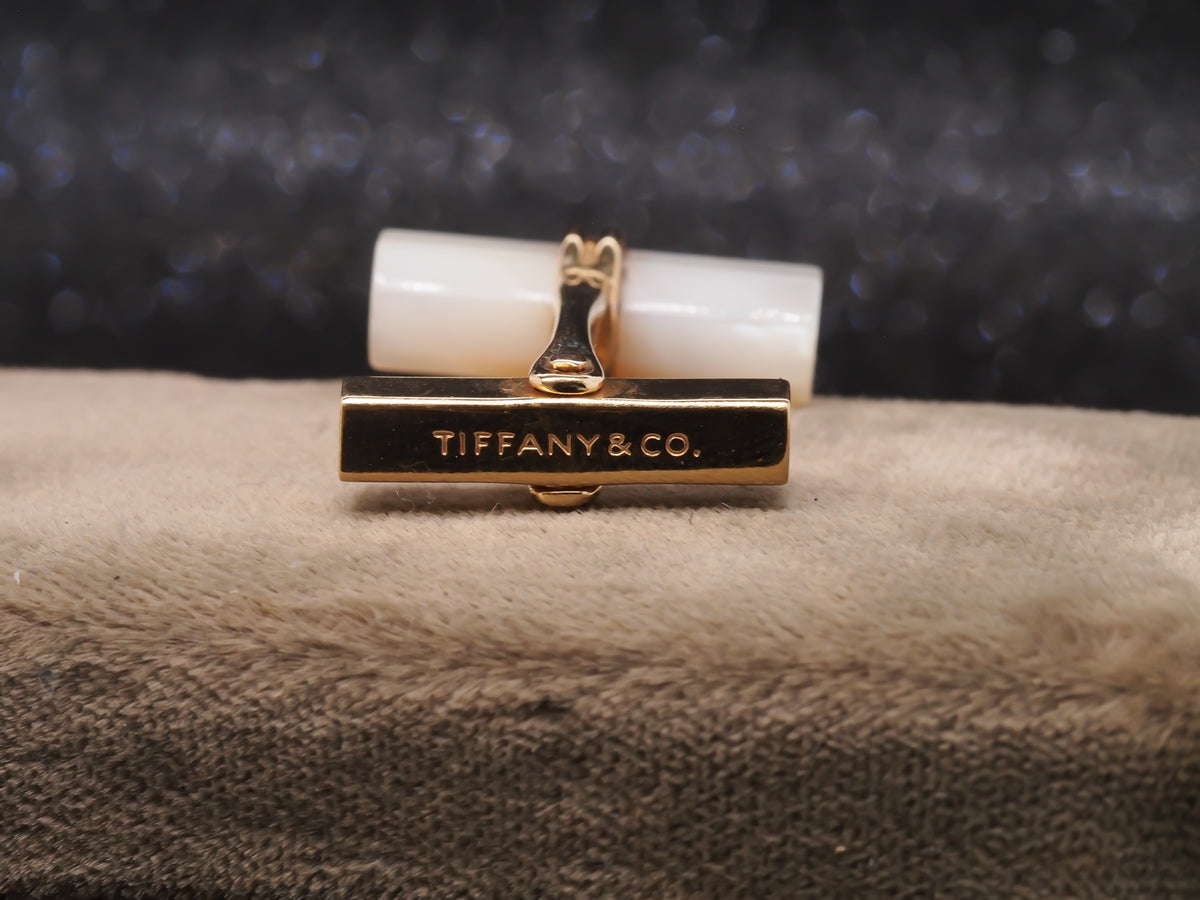 14K Yellow Gold Tiffany & Co Mother Of Pearl Cufflinks