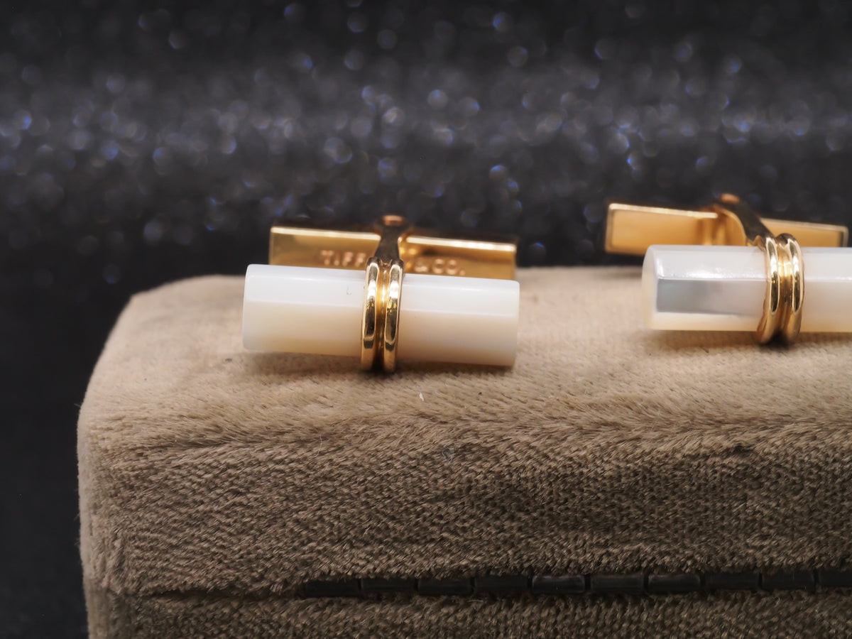14K Yellow Gold Tiffany & Co Mother Of Pearl Cufflinks