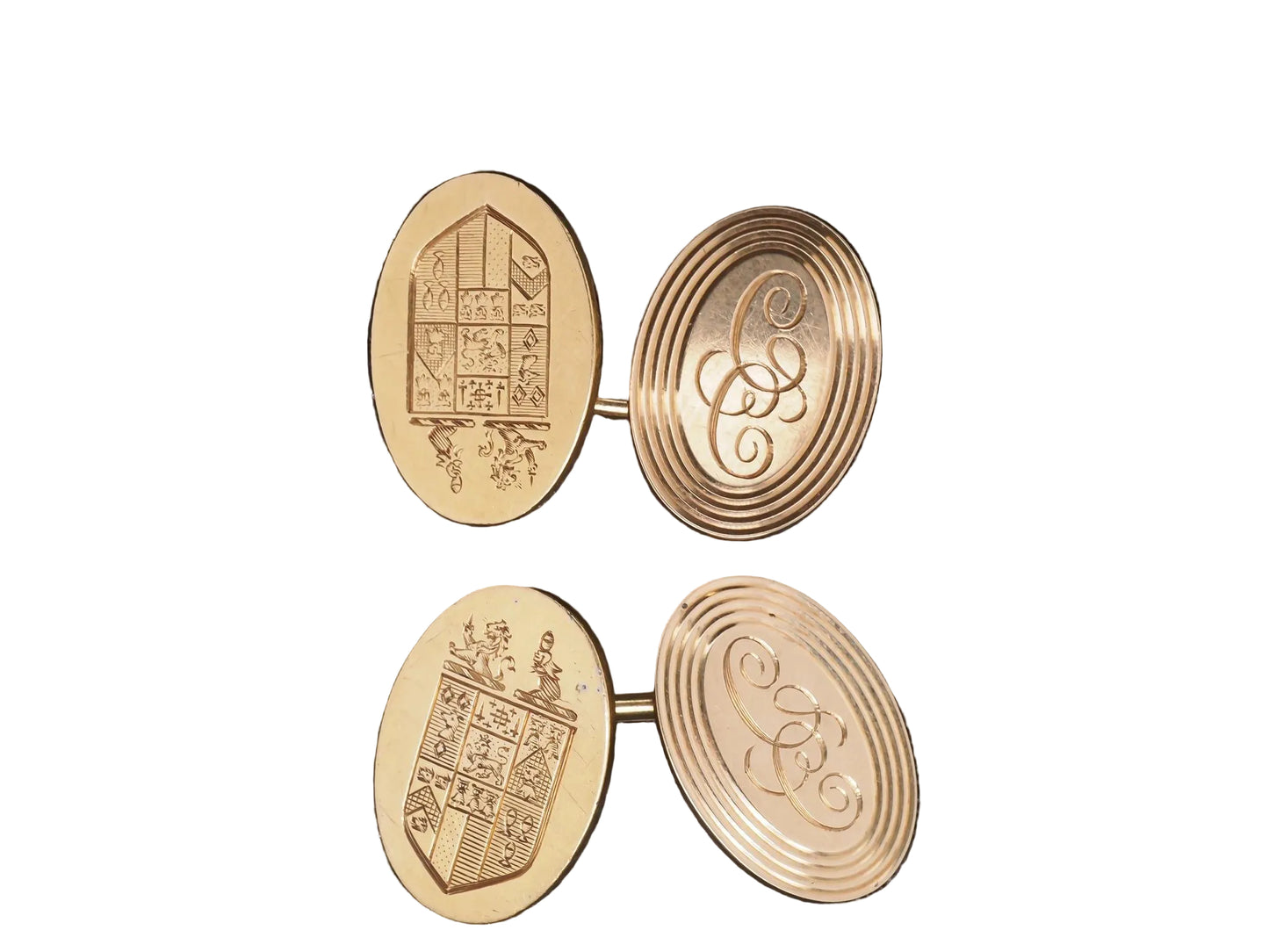 1920s 14K Yellow Gold Royal Shield Tiffany & Co Cufflinks - VHK#122a