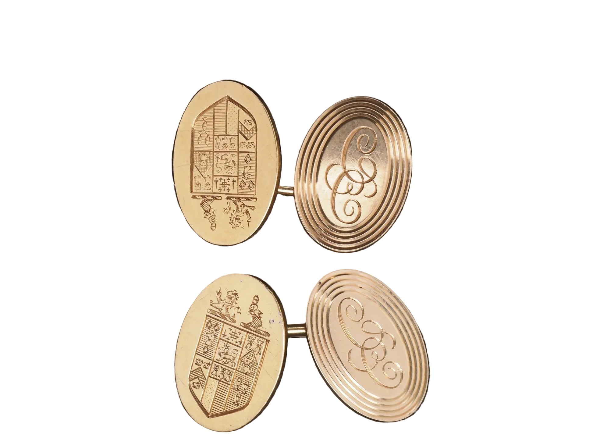 1920s 14K Yellow Gold Royal Shield Tiffany & Co Cufflinks - VHK#122a