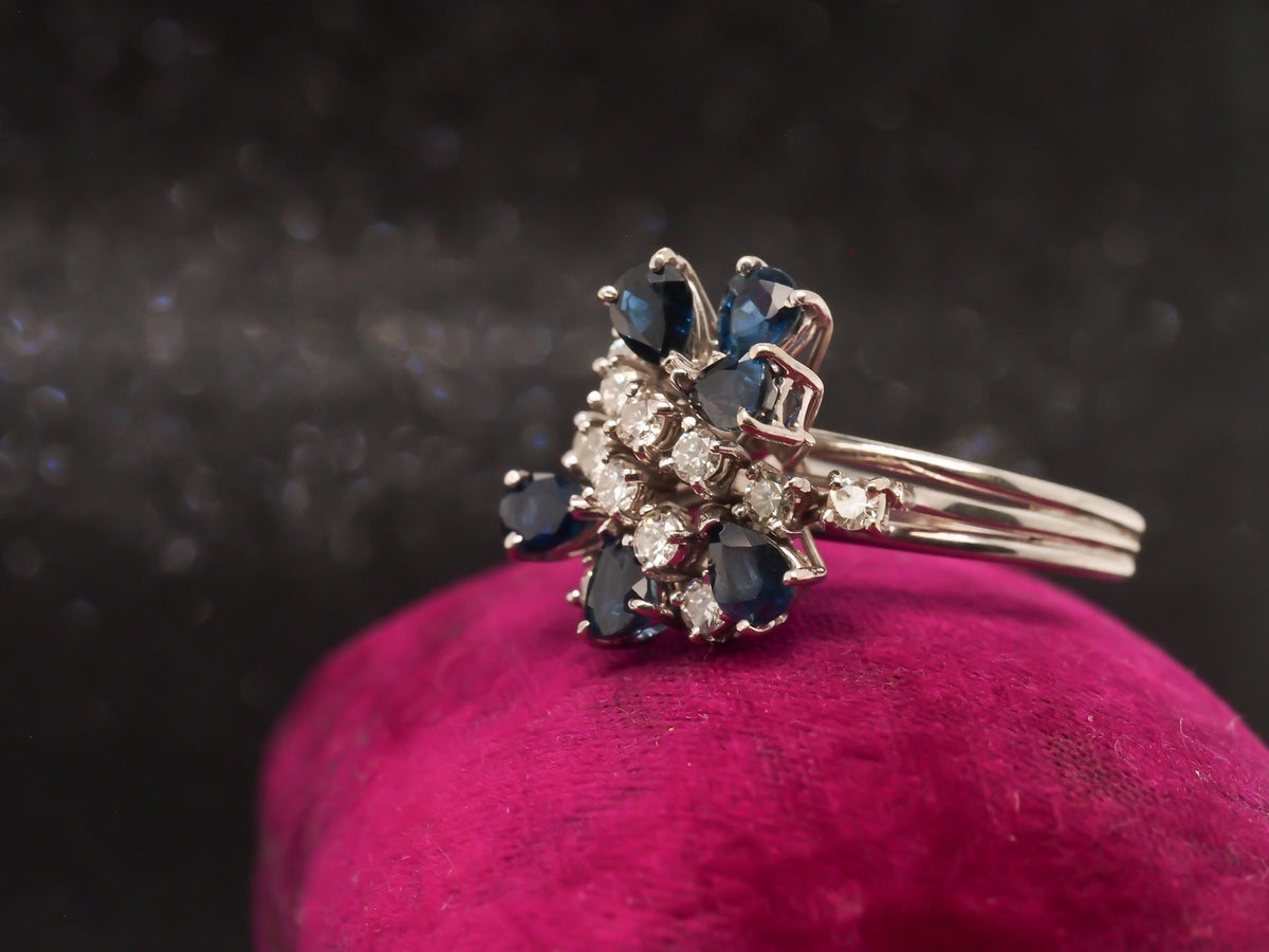 18K White Gold Sapphire and Diamond Cocktail Ring -  VHK#118a