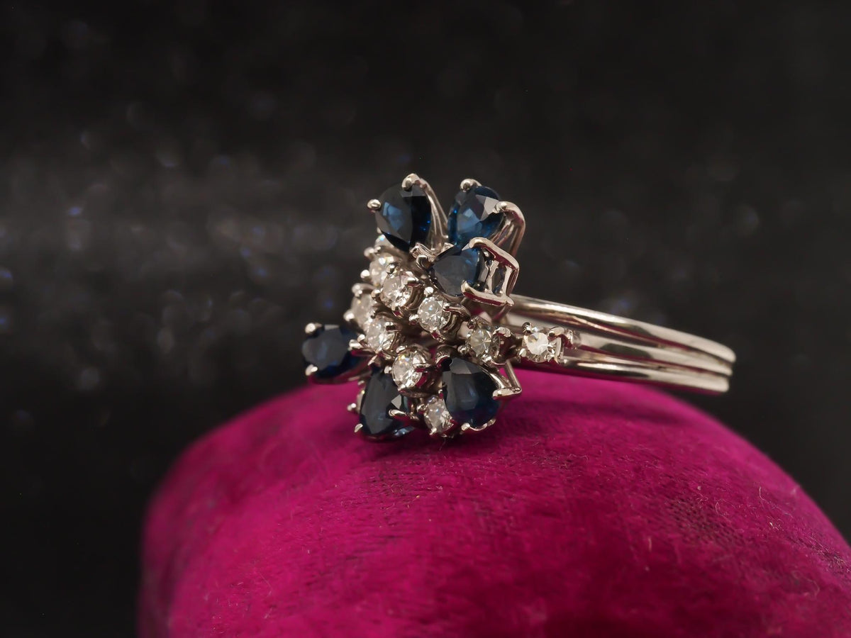 18K White Gold Sapphire and Diamond Cocktail Ring -  VHK#118a