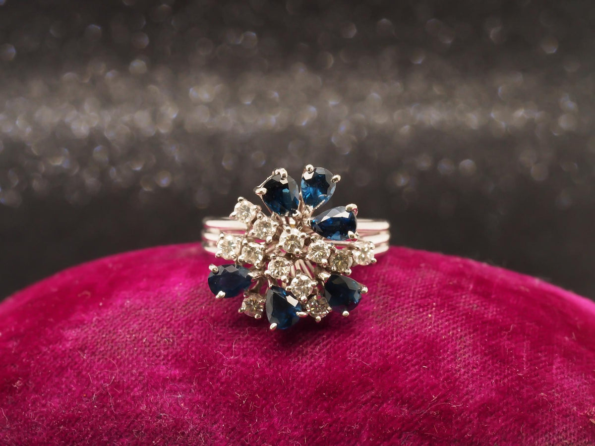 18K White Gold Sapphire and Diamond Cocktail Ring -  VHK#118a