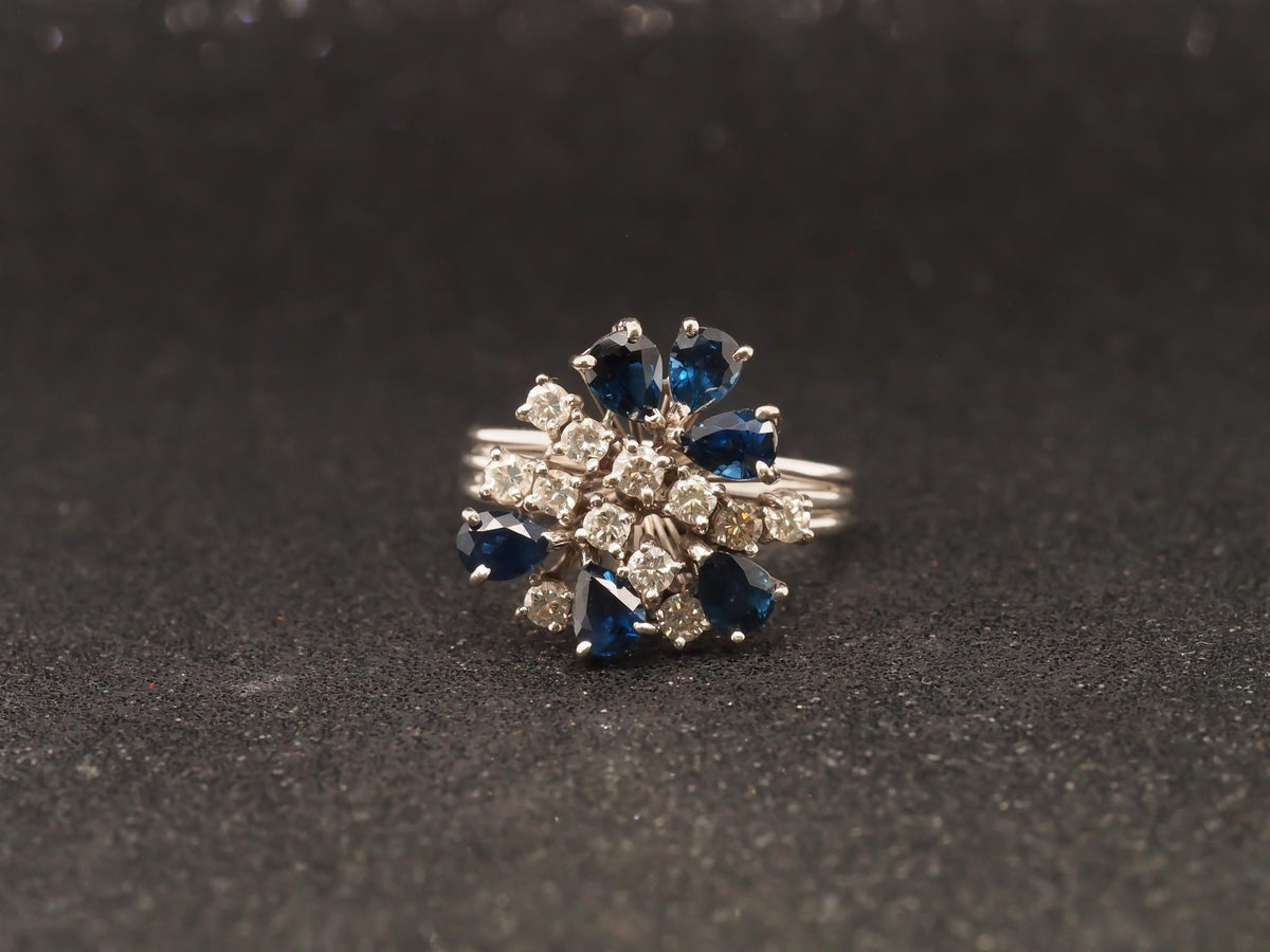 18K White Gold Sapphire and Diamond Cocktail Ring -  VHK#118a