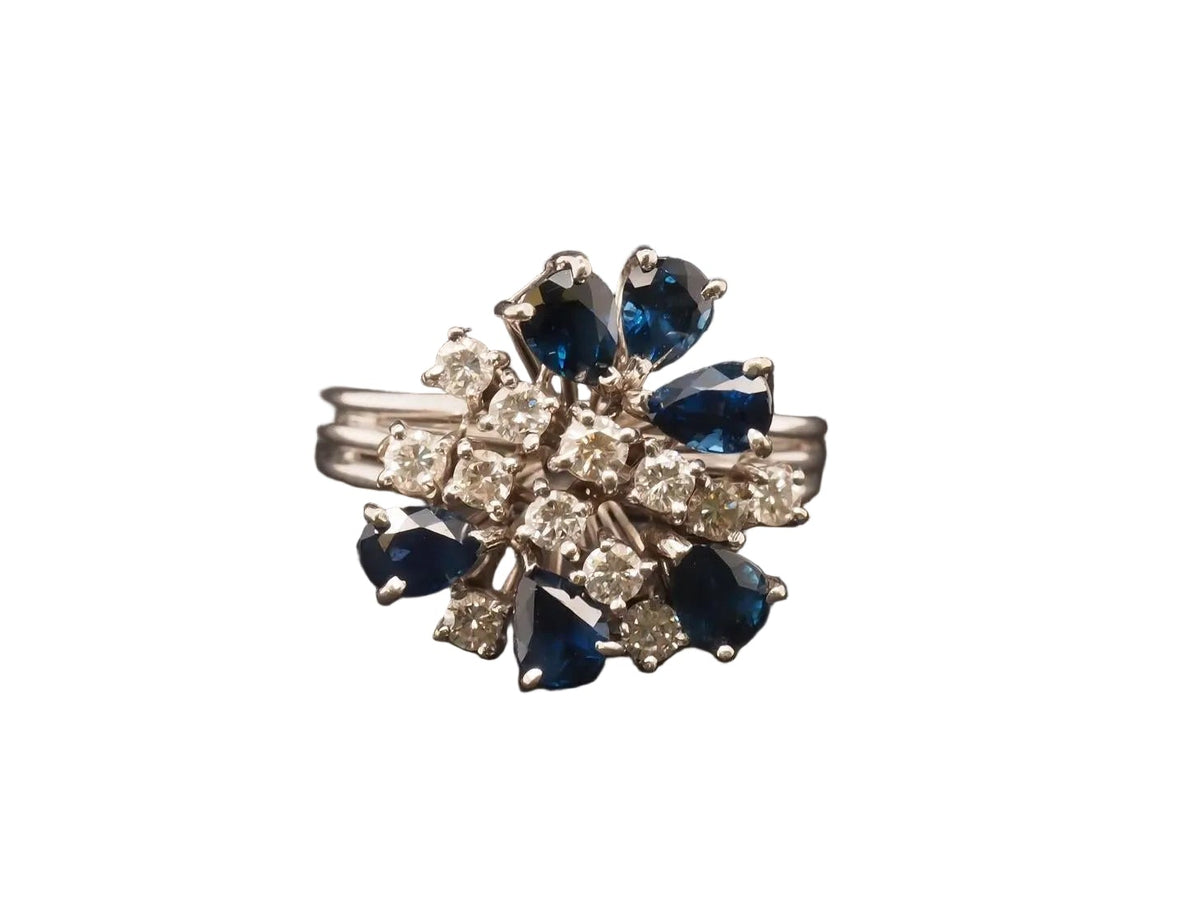 18K White Gold Sapphire and Diamond Cocktail Ring -  VHK#118a