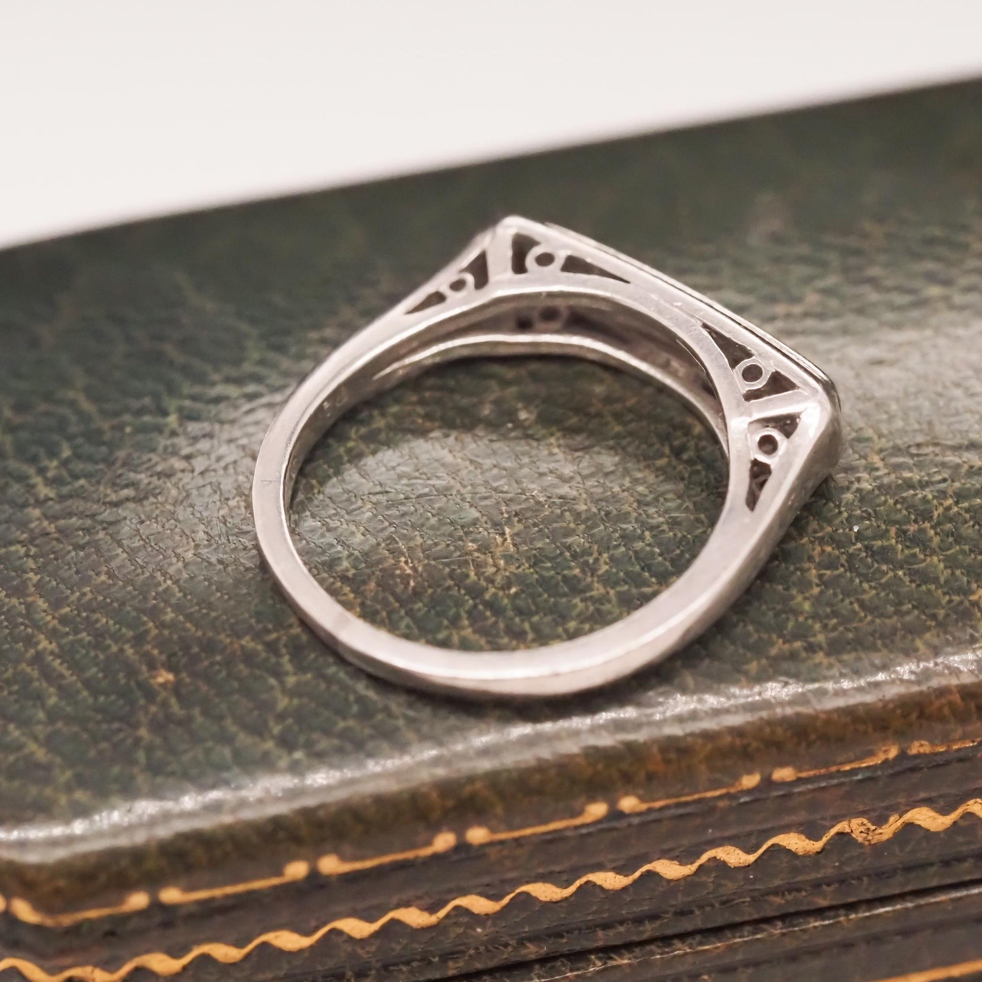 Circa 1920s Art Deco Palladium Diamond Wedding Band - VHK#687