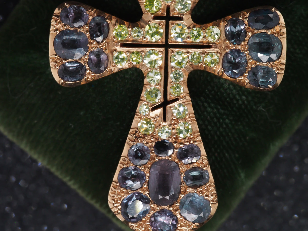 14K Yellow Gold 4.00cttw. Old Mine Brilliant/Antique Cushion Alexandrite Necklace - VHK#175