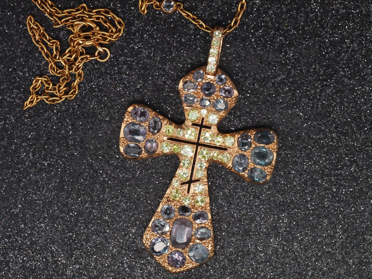 14K Yellow Gold 4.00cttw. Old Mine Brilliant/Antique Cushion Alexandrite Necklace - VHK#175