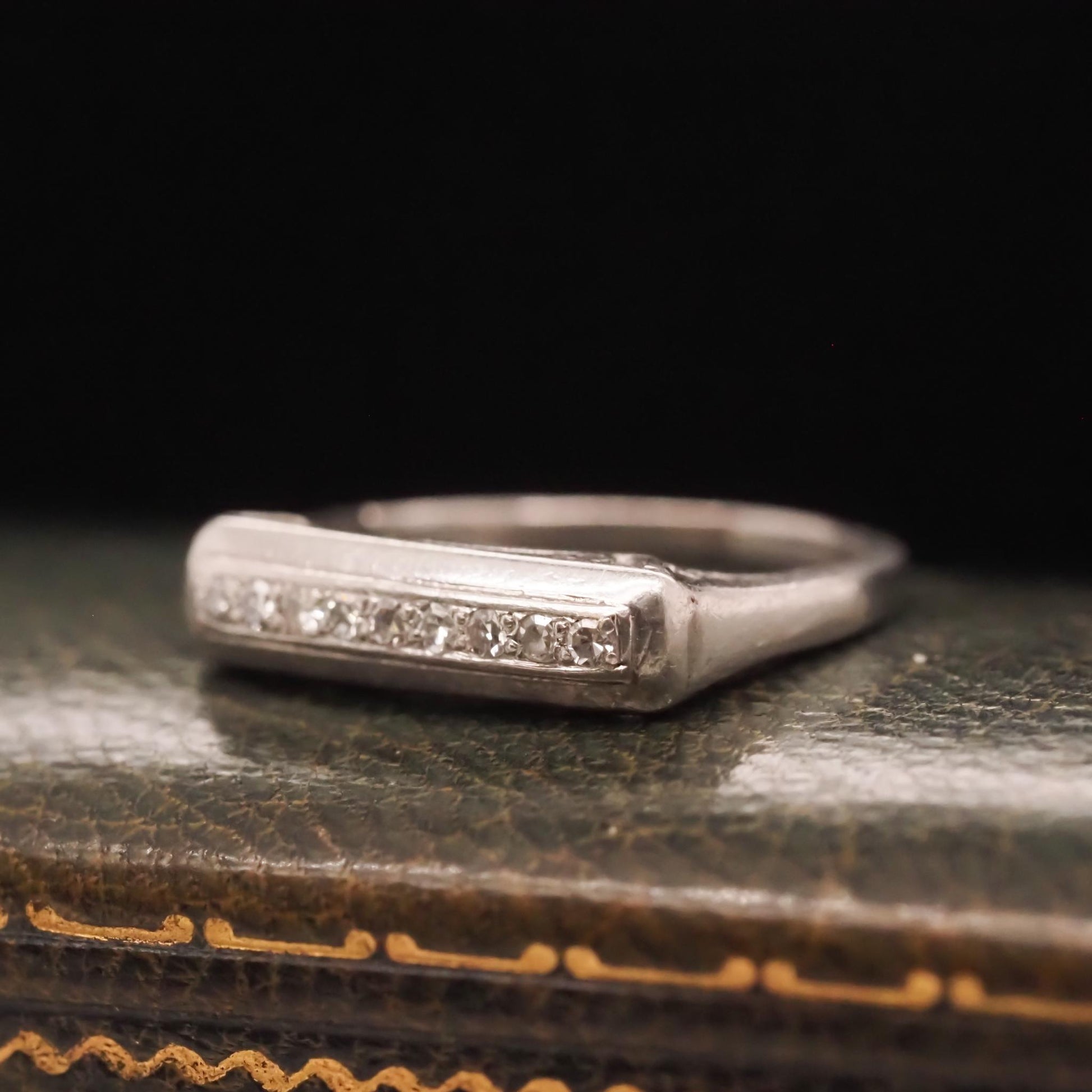 Circa 1920s Art Deco Palladium Diamond Wedding Band - VHK#687