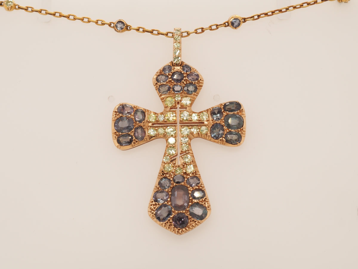 14K Yellow Gold 4.00cttw. Old Mine Brilliant/Antique Cushion Alexandrite Necklace - VHK#175