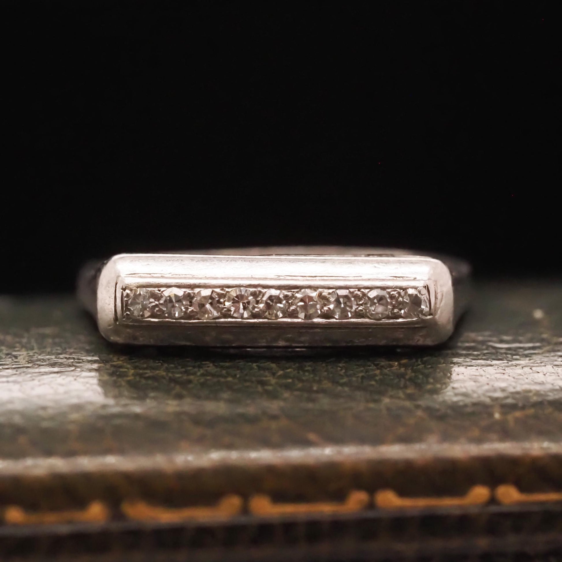 Circa 1920s Art Deco Palladium Diamond Wedding Band - VHK#687