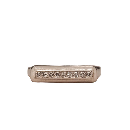 Circa 1920s Art Deco Palladium Diamond Wedding Band - VHK#687