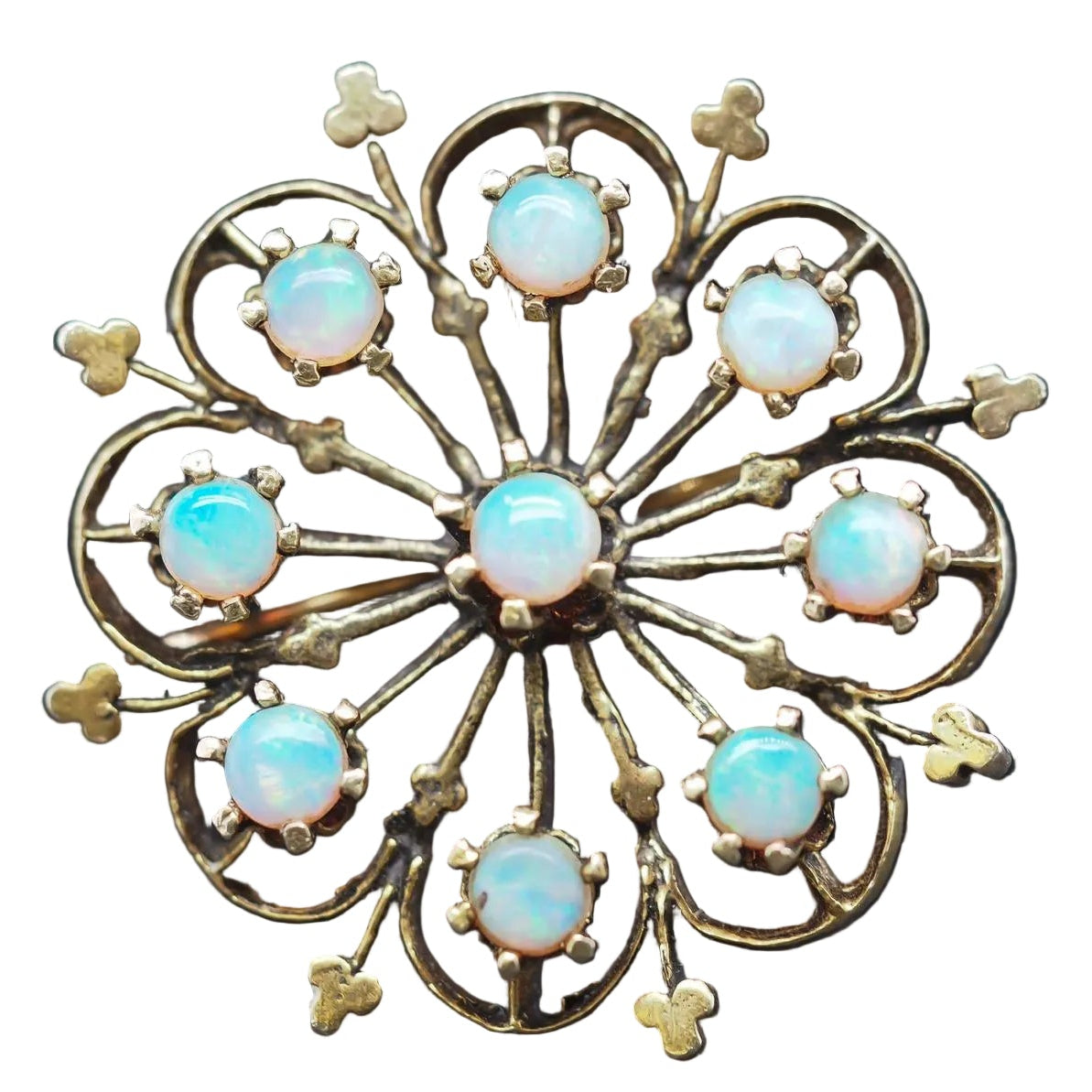 14K Yellow Gold 1960s Opal Floral Brooch and Pin - VHK#199