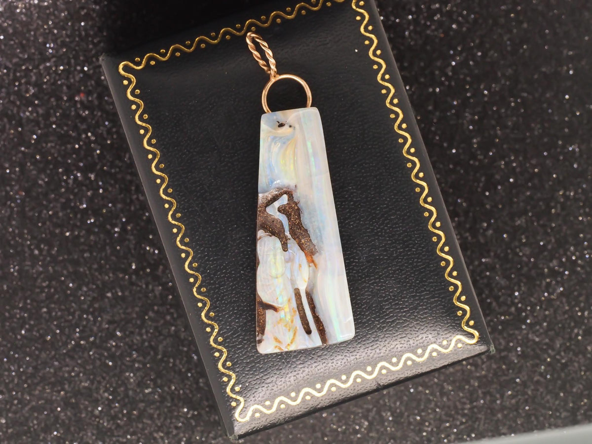 Vintage 14K Yellow Gold Carved Opal Monk Pendant - VHK#192