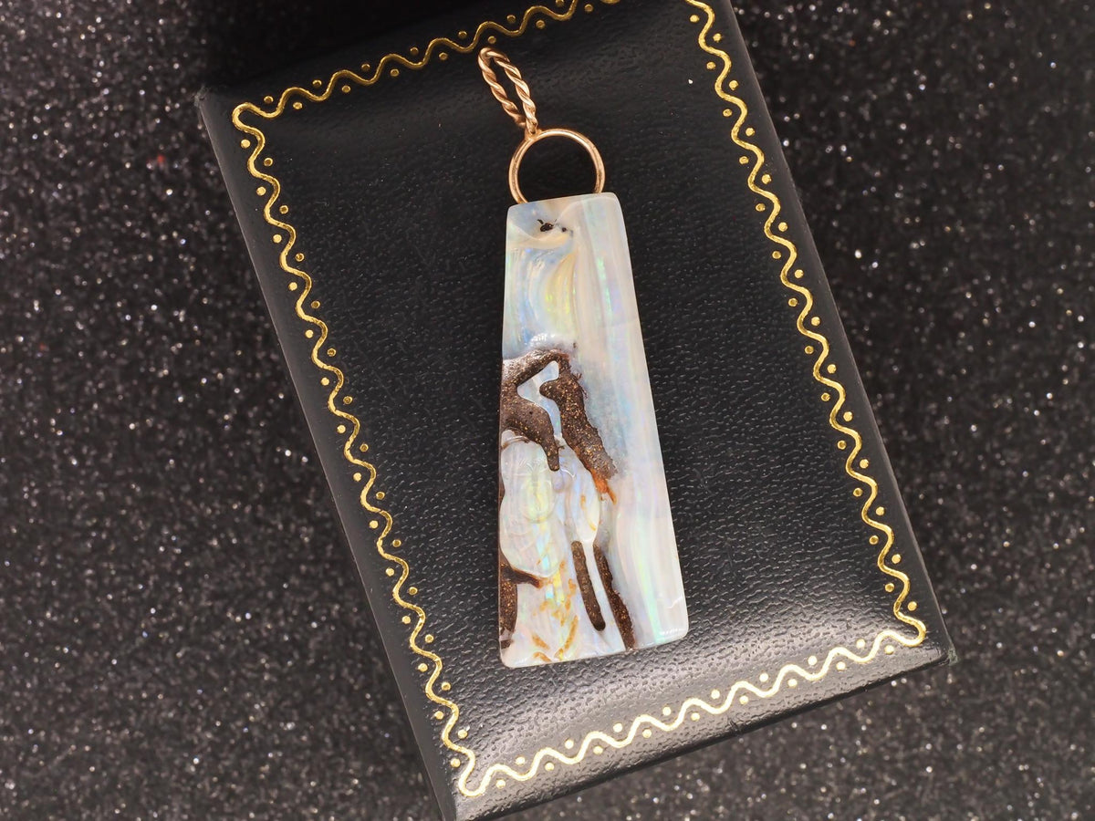 Vintage 14K Yellow Gold Carved Opal Monk Pendant - VHK#192