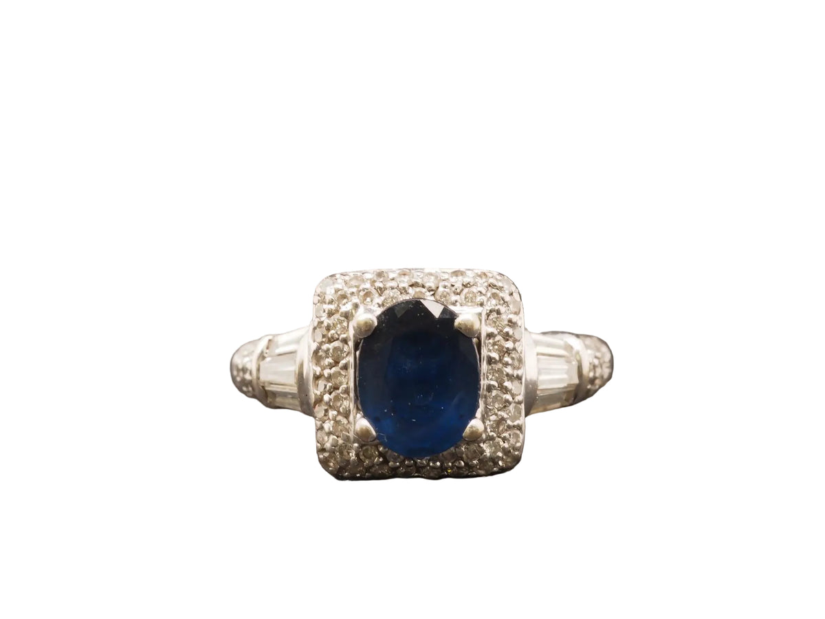 18k White Gold Sapphire and Diamond Engagement Ring - VHK#189