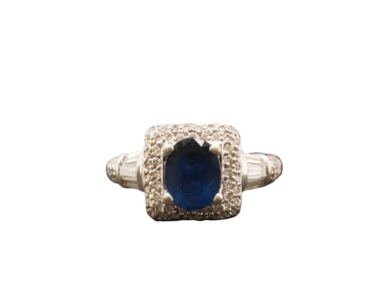 18k White Gold Sapphire and Diamond Engagement Ring - VHK#189