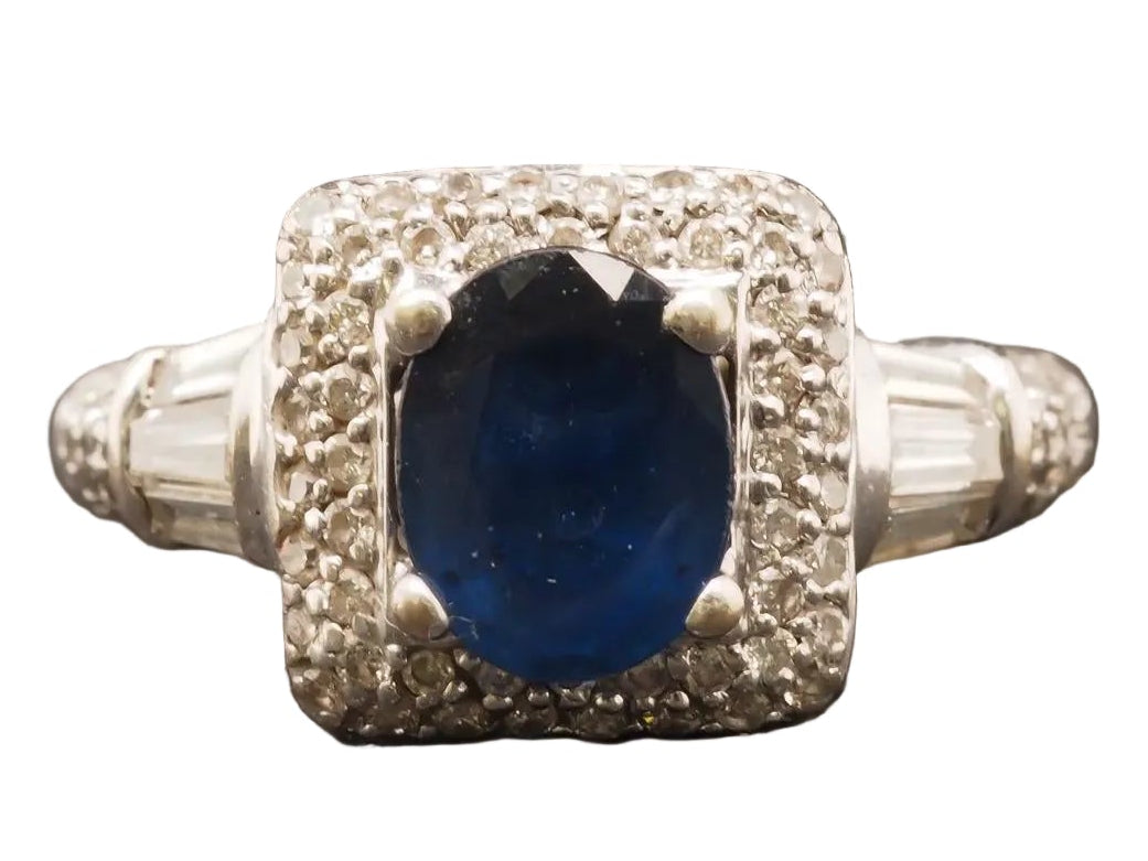 18k White Gold Sapphire and Diamond Engagement Ring - VHK#189