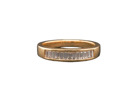 18K Yellow Gold Rectangle Step Cut Diamond Wedding Band - VHK#181