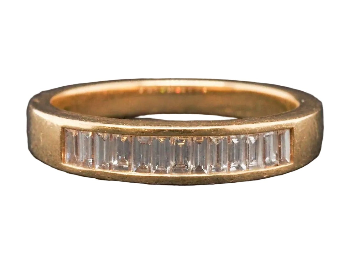 18K Yellow Gold Rectangle Step Cut Diamond Wedding Band - VHK#181