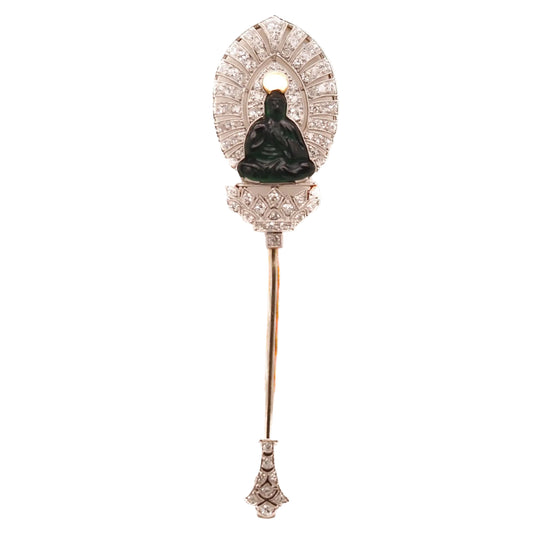 Circa 1900s Theodule Boudier French Jabot Pin with Buddha - VHK#683