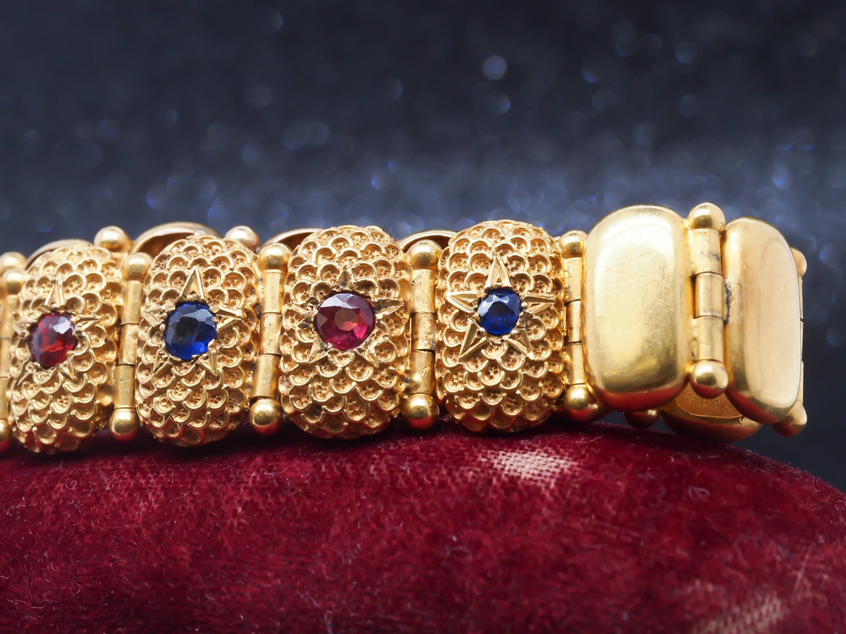 14K Yellow Gold Victorian Bracelet with Color Stones