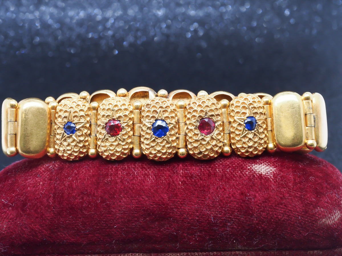14K Yellow Gold Victorian Bracelet with Color Stones