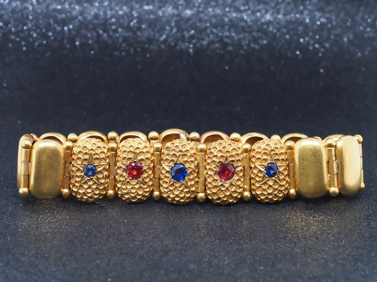 14K Yellow Gold Victorian Bracelet with Color Stones