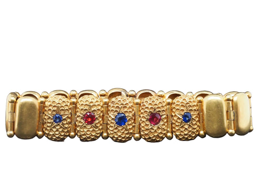14K Yellow Gold Victorian Bracelet with Color Stones
