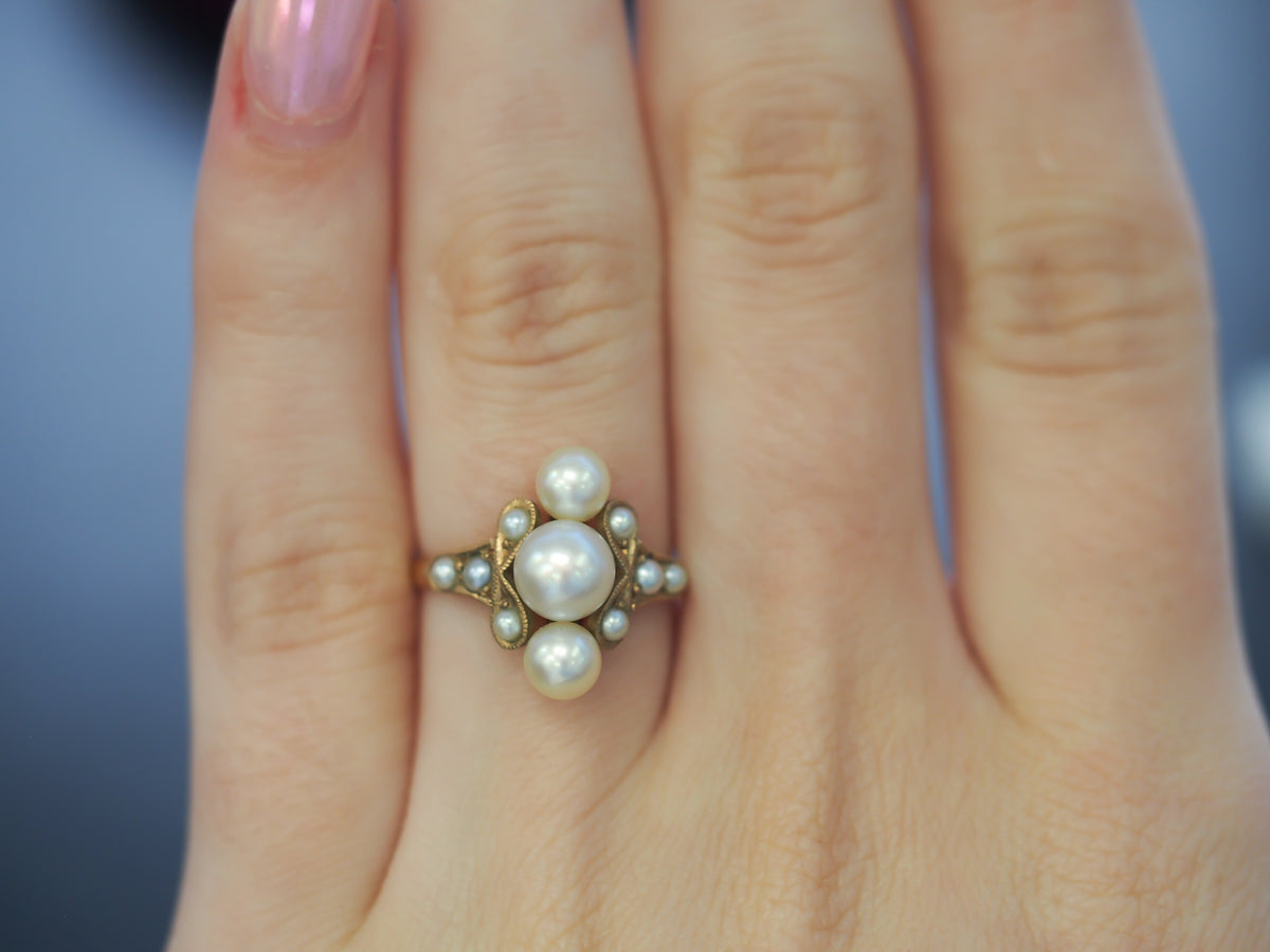Vintage Pearl 10K Rose Gold Ring - VHK#160