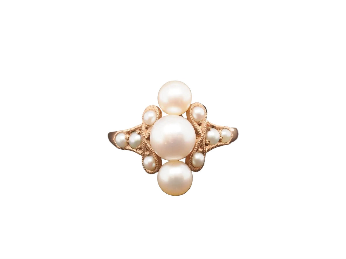 Vintage Pearl 10K Rose Gold Ring - VHK#160