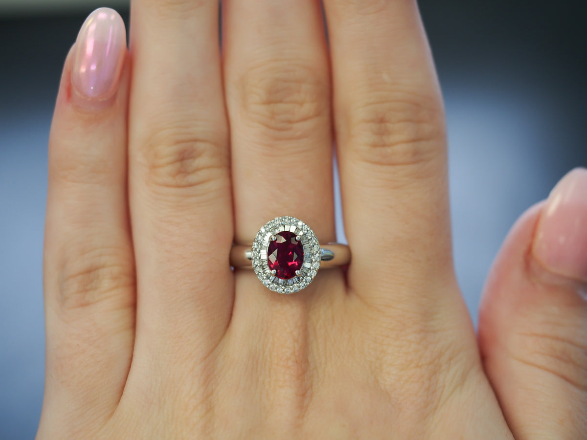 14K Rubellite Diamond Halo Engagement and Cocktail Ring - VHK#154