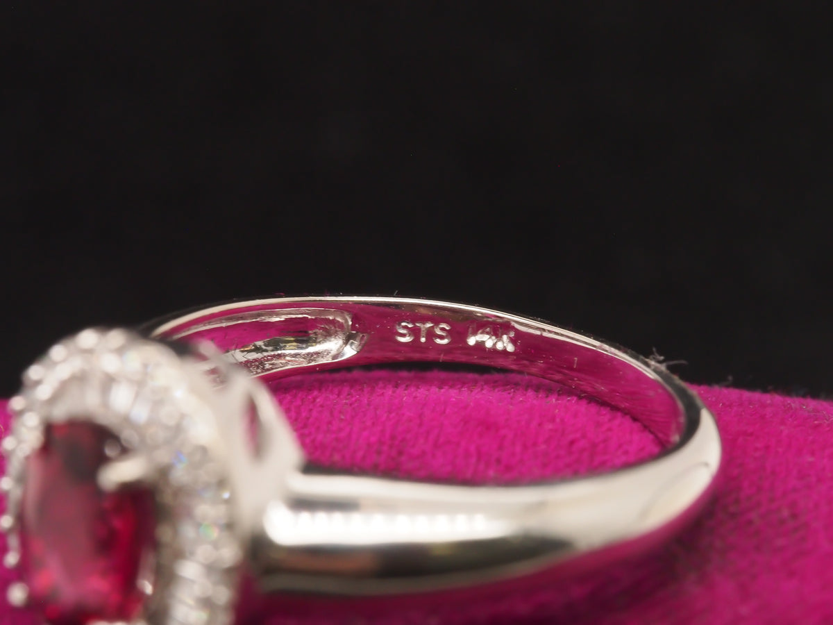 14K Rubellite Diamond Halo Engagement and Cocktail Ring - VHK#154