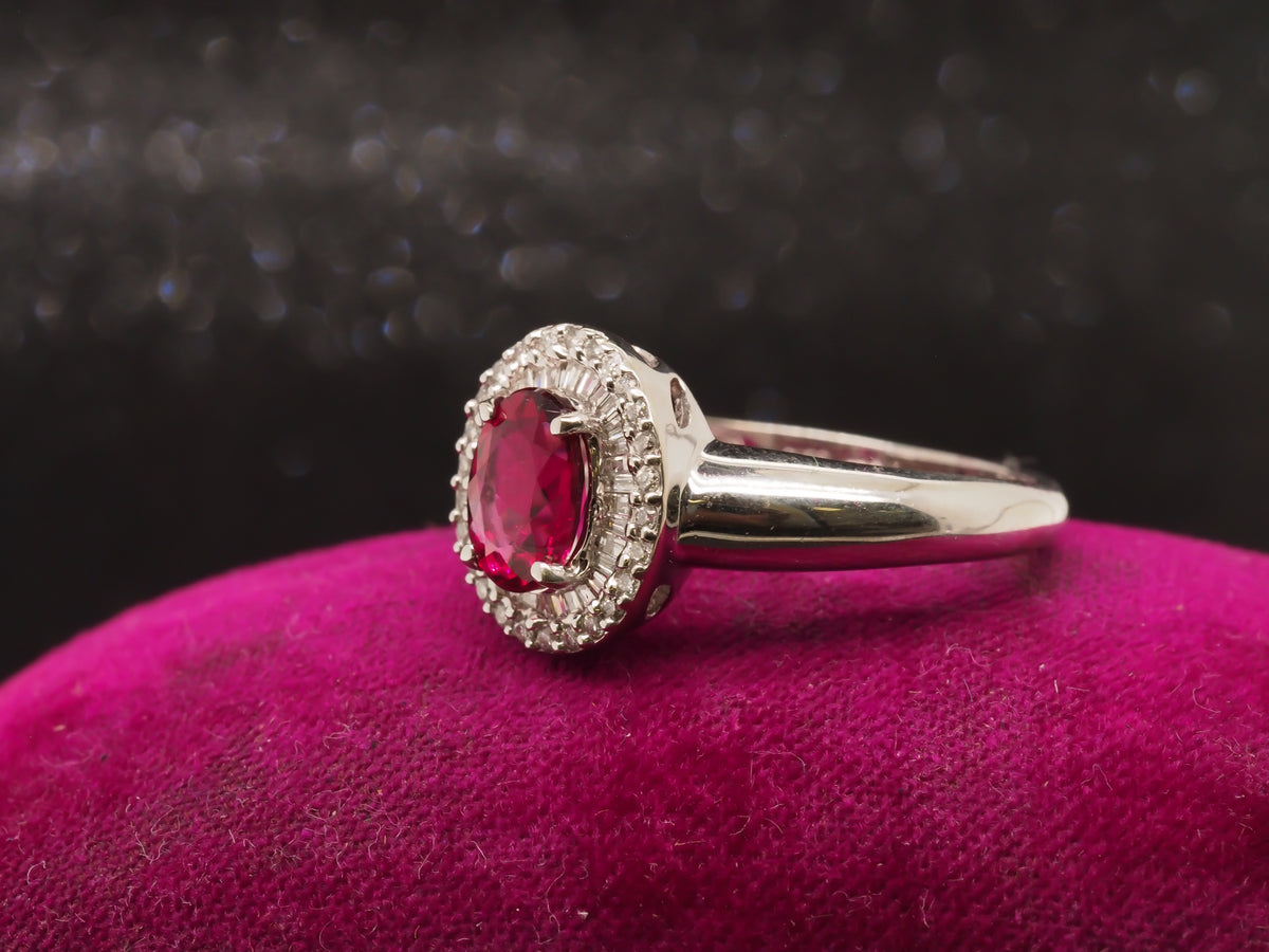 14K Rubellite Diamond Halo Engagement and Cocktail Ring - VHK#154