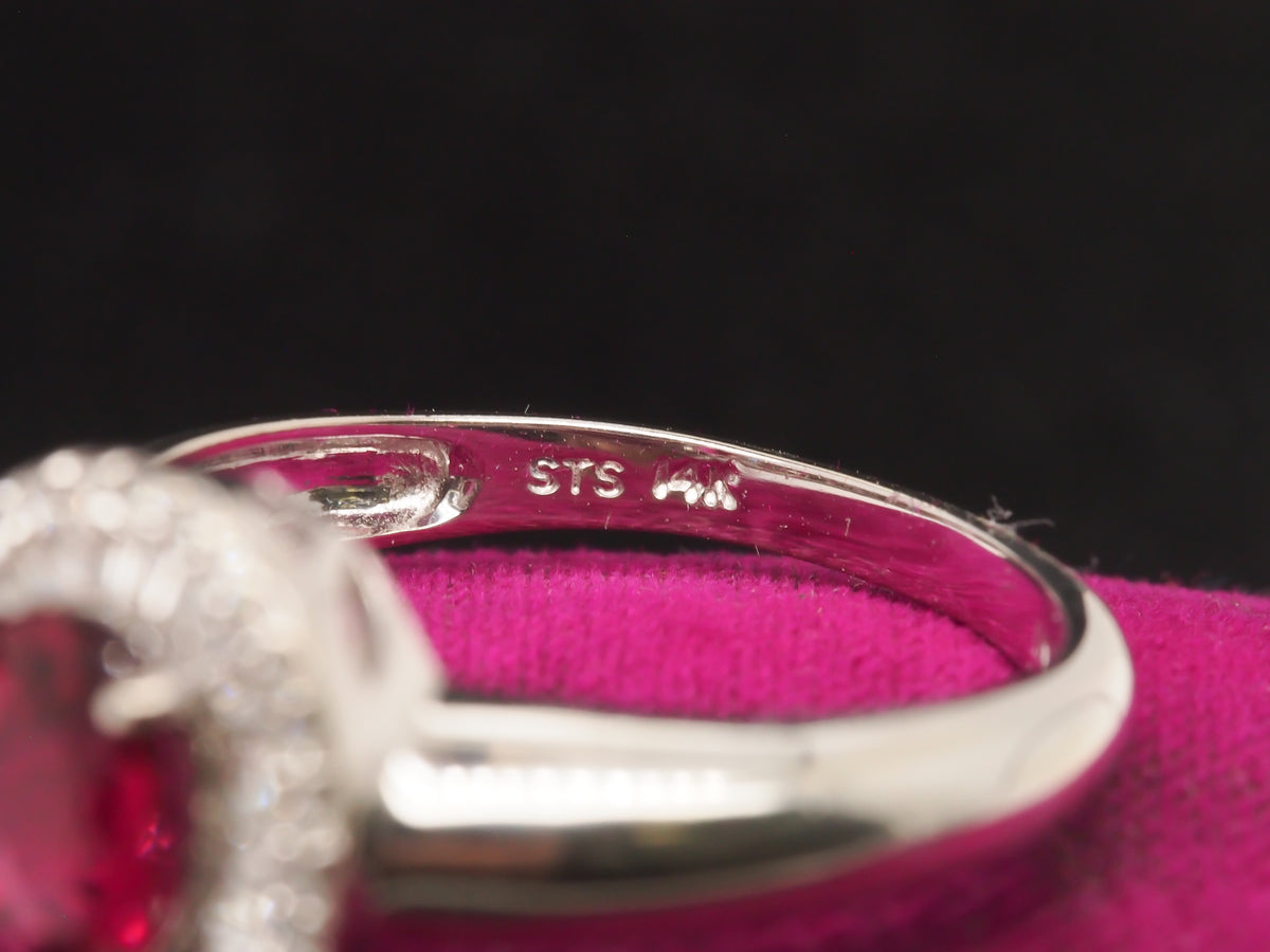 14K Rubellite Diamond Halo Engagement and Cocktail Ring - VHK#154