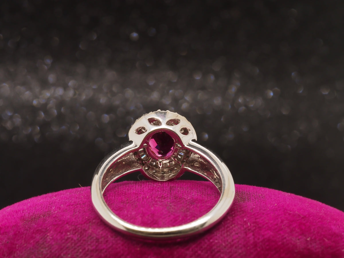 14K Rubellite Diamond Halo Engagement and Cocktail Ring - VHK#154