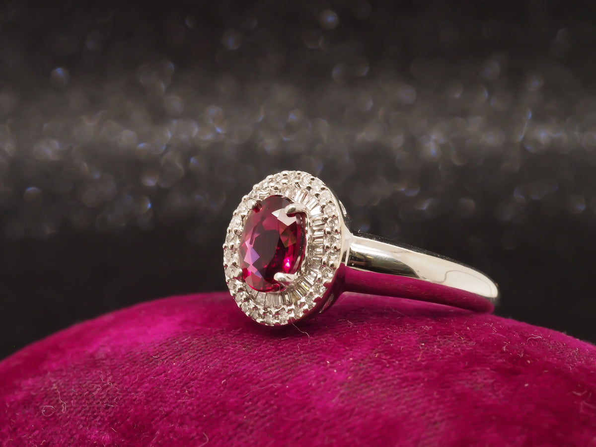 14K Rubellite Diamond Halo Engagement and Cocktail Ring - VHK#154