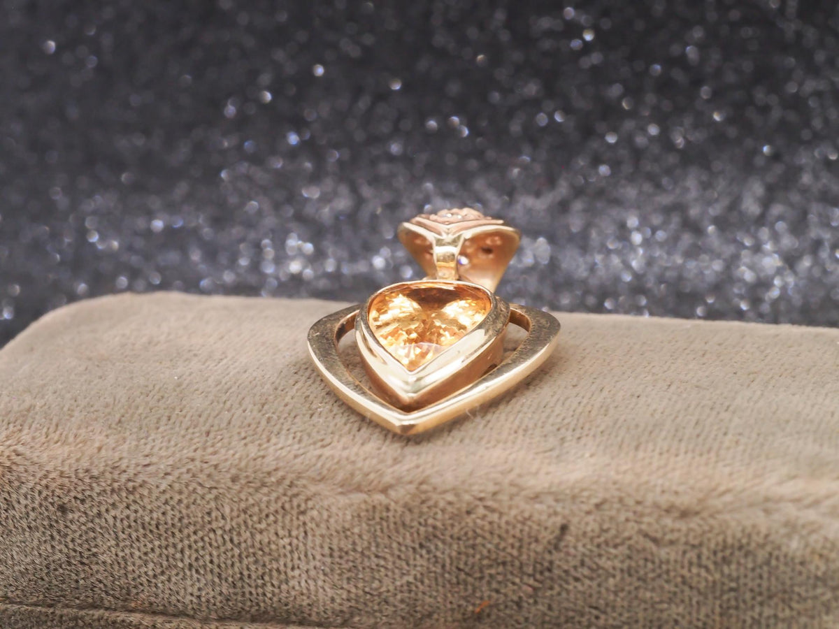 14k Yellow Gold Diamond and Pear Cut Citrine Pendant - VHK#239