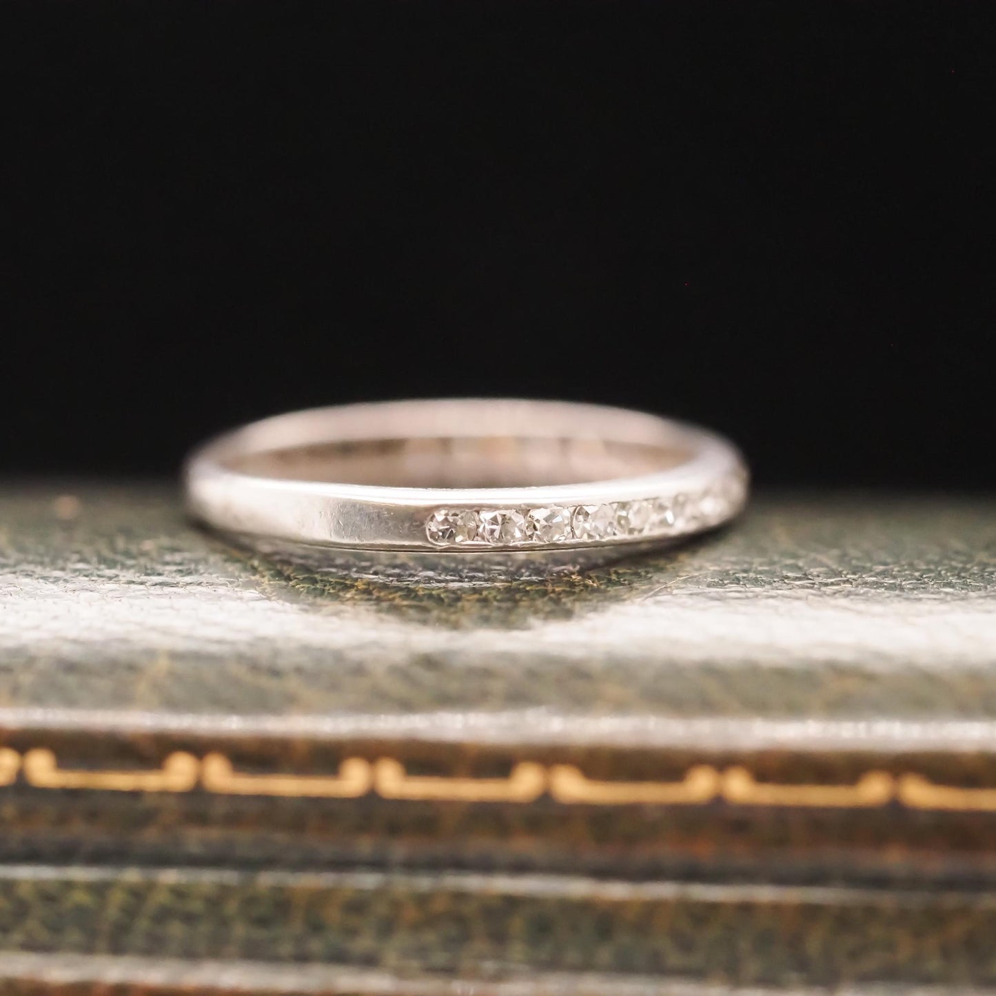 Circa 1920s Art Deco Platinum Old Cut Diamond Band Size 7.5 - VHK#684