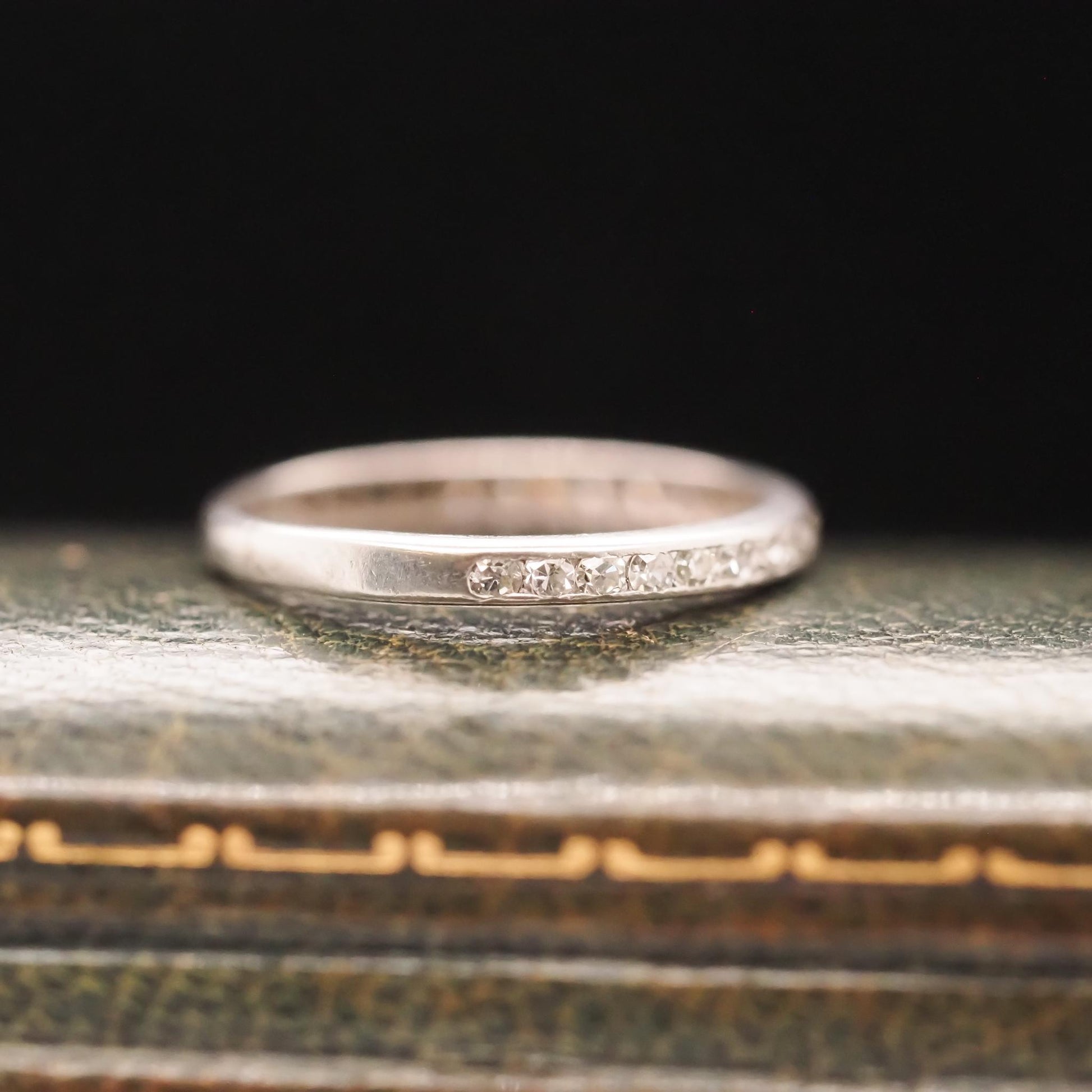 Circa 1920s Art Deco Platinum Old Cut Diamond Band Size 7.5 - VHK#684