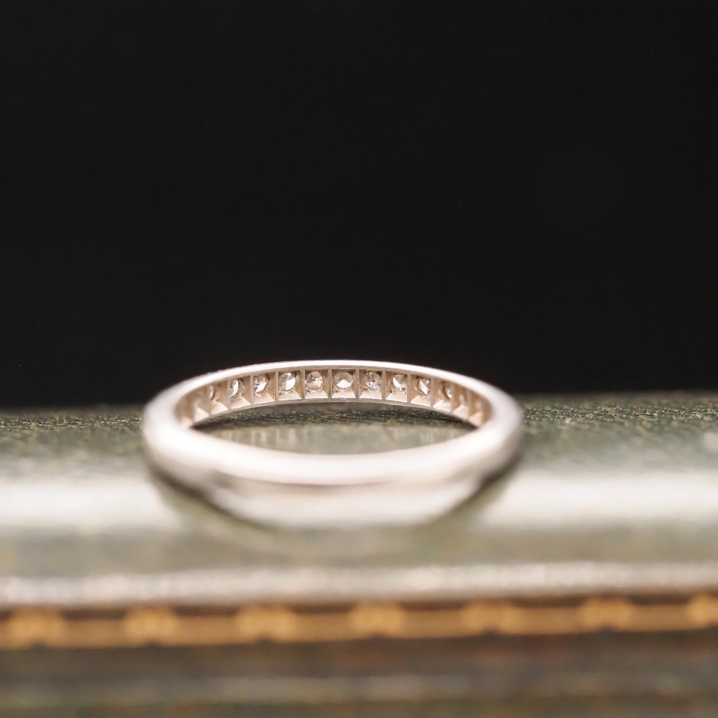 Circa 1920s Art Deco Platinum Old Cut Diamond Band Size 7.5 - VHK#684