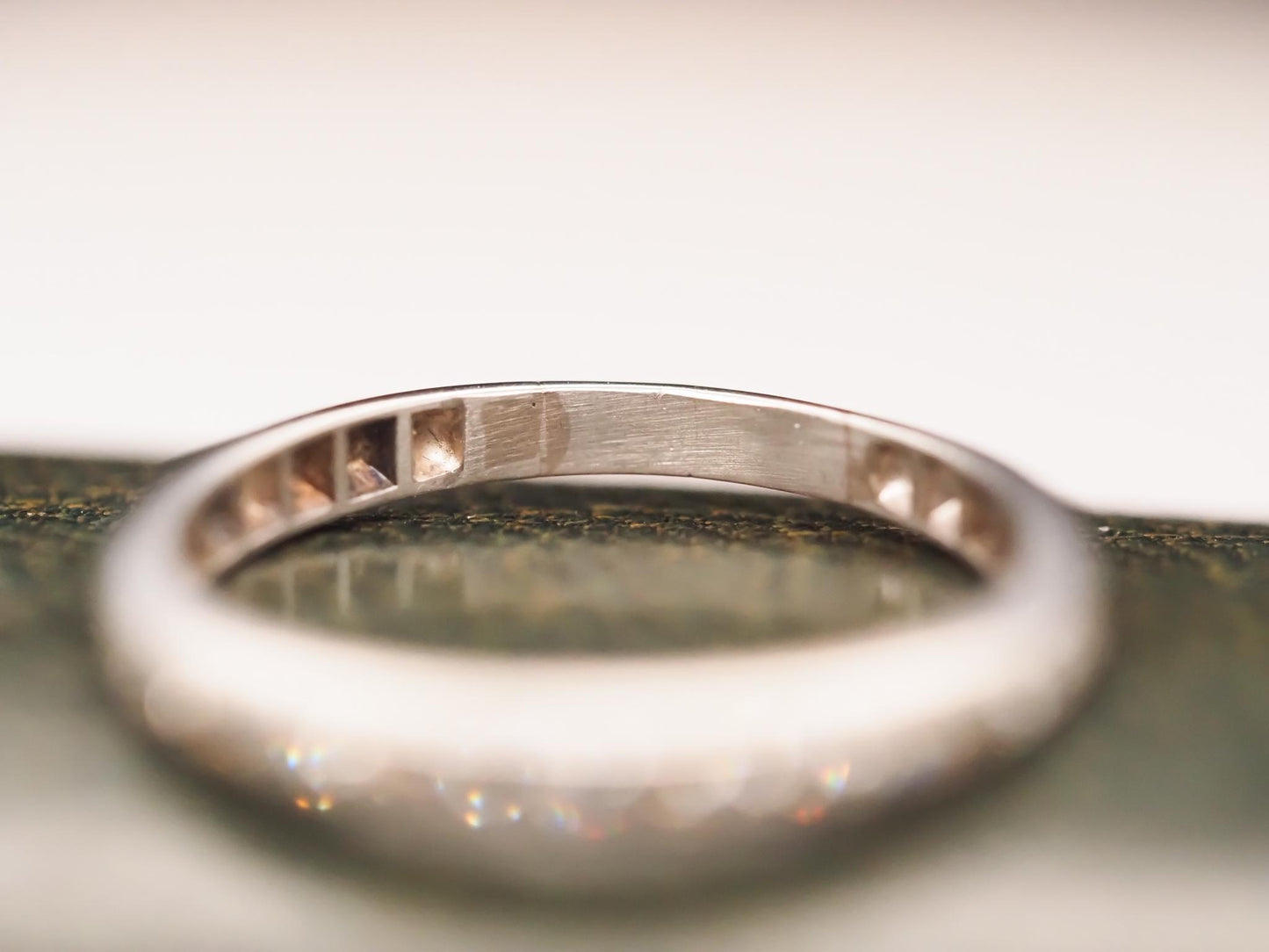 Circa 1920s Art Deco Platinum Old Cut Diamond Band Size 7.5 - VHK#684