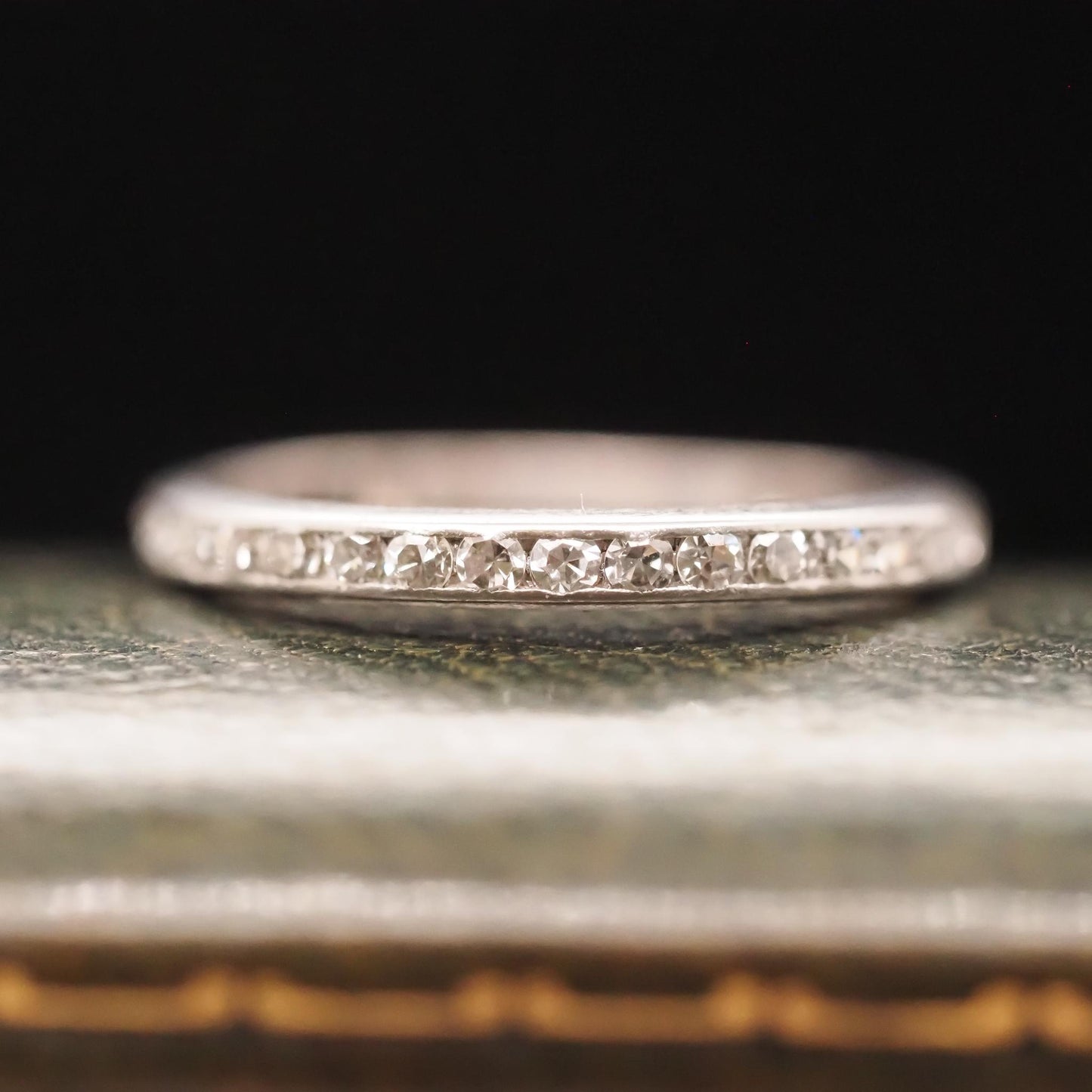 Circa 1920s Art Deco Platinum Old Cut Diamond Band Size 7.5 - VHK#684