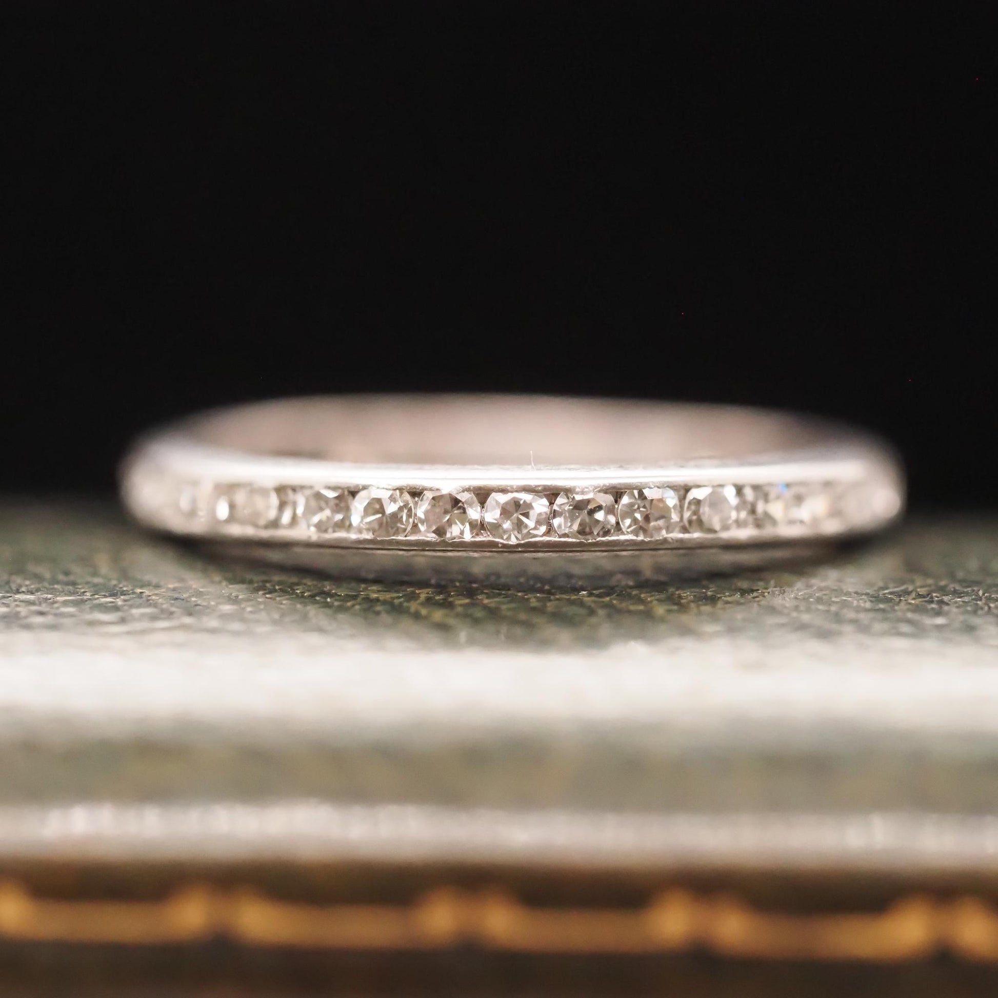 Circa 1920s Art Deco Platinum Old Cut Diamond Band Size 7.5 - VHK#684